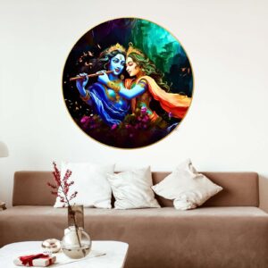 Wall Painting for Wall Decoration with Frame Sparkle Glossy Round Golden Framed Large Painting Office, Living Room, Bedroom, Home Decoration